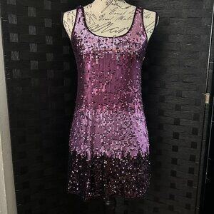 Express XS Purple Ombré Sequins Tank Mini Party Dress